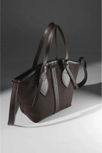 Kadın Acı Kahverengi Süet Acı Kahverengi Suni Deri Fermuarlı Astarlı El ve Omuz Çantası